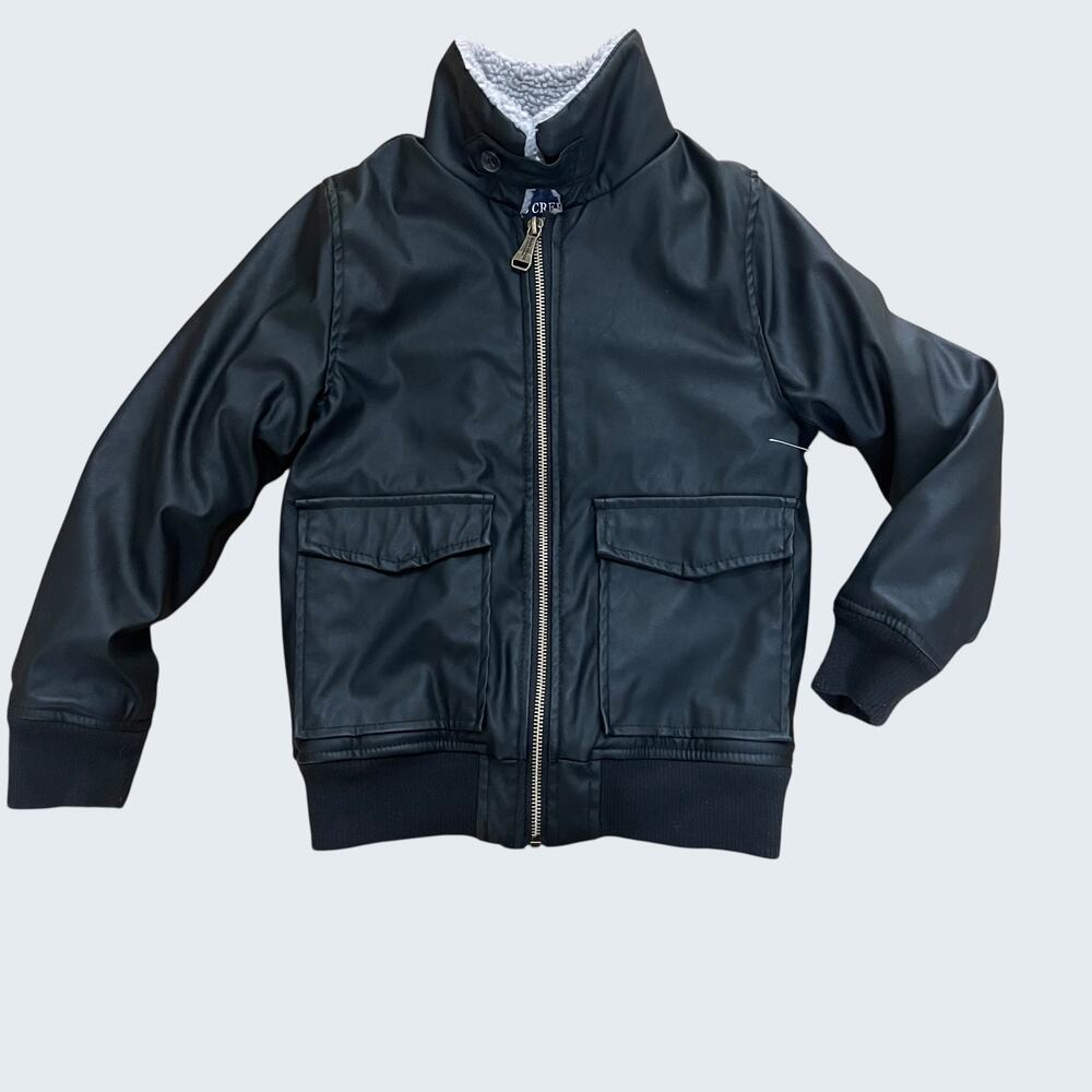 Bass Creek Outfitters Kids Size 8 Faux Leather Bomber Jacket Sherpa‎ Lining Boys